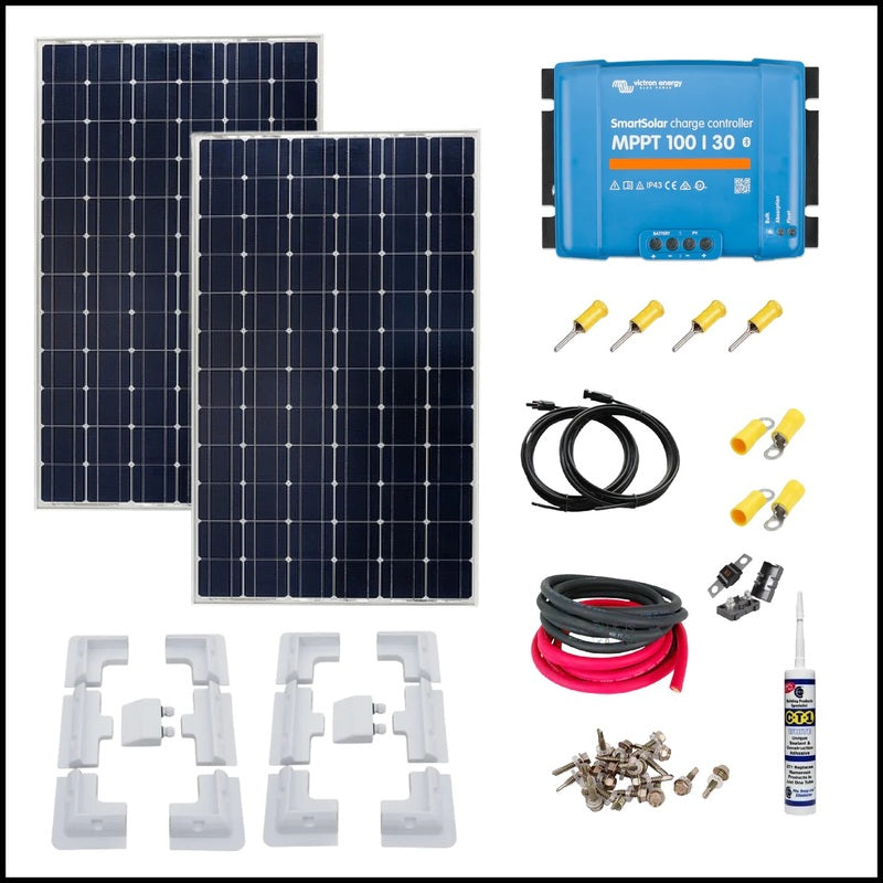 Victron Solar Power Battery Charging Kit. Upto 1400wh per day, with battery options