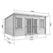 Ashley Pent Log Cabin, Natural Log Tongue & Groove. Front left view of cabin diagram with measurements. 4.5x3.5M.