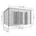 Darton Log Cabin Summer House with Adjustable Side Store 12x8ft front left view with measurements added.