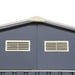 Sapphire Apex Metal Garage, Olympian Fronted in Anthracite Grey. Outside view of Apex of roof with 2 vents.