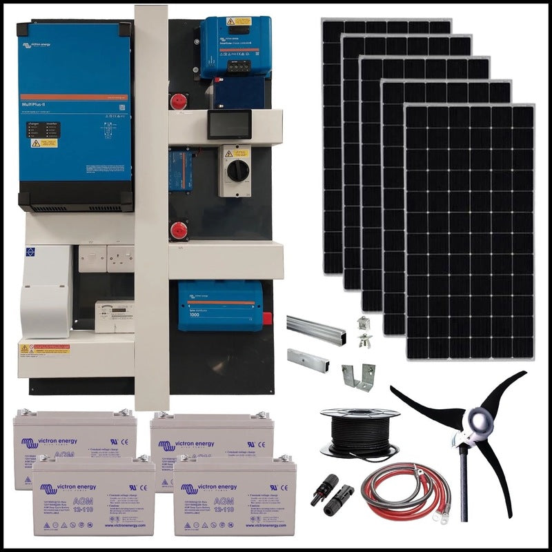 Solar Power and Wind Turbine Kit, Plug and Play Pre-Built 5kva Off-grid board.