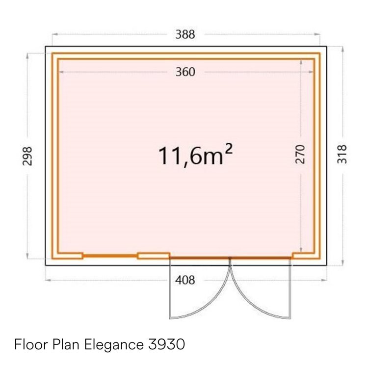 Telluria Sustainable Eleganto Plus Steel Shed in Anthracite, Floor plan with measurements.