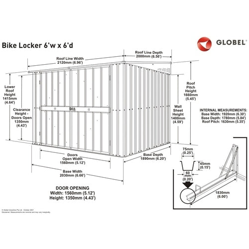 Globel bicycle store diagram with measurements