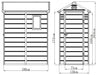 Diagram with measurements showing the front and right side with window side of the Jasmine Plastic Apex shed