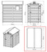 Diagram with measurements showing the front and right side with window side of the Jasmine Plastic Apex shed and the free footing diagram with measurements.