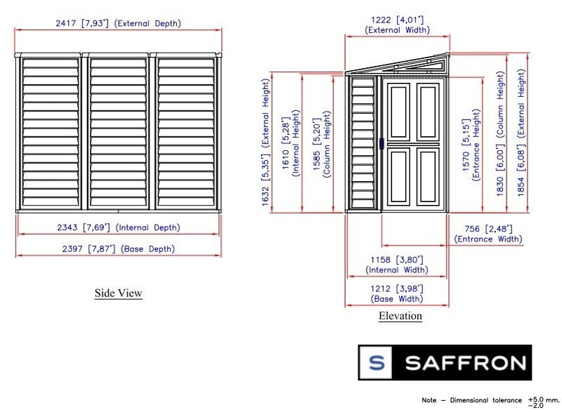 Saffron Lean-To Vinyl Shed with Foundation Kit