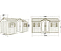 Lifetime 15x8 single entrance plastic shed in beautiful cottage style. Front Left outside view diagram with measurements.